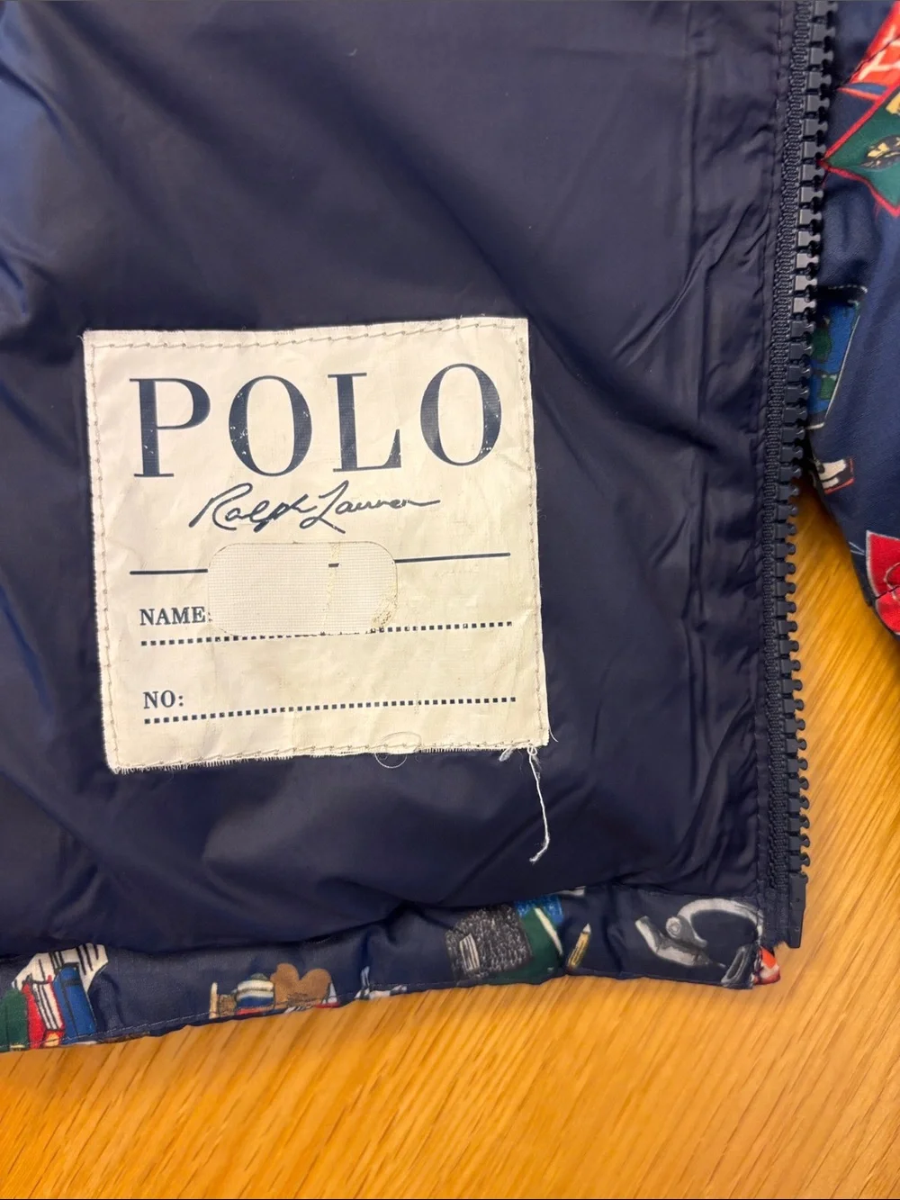 Ralph Lauren Polo Hooded Kids Puffer Down Jacket with Polo Bear Print, Size 6